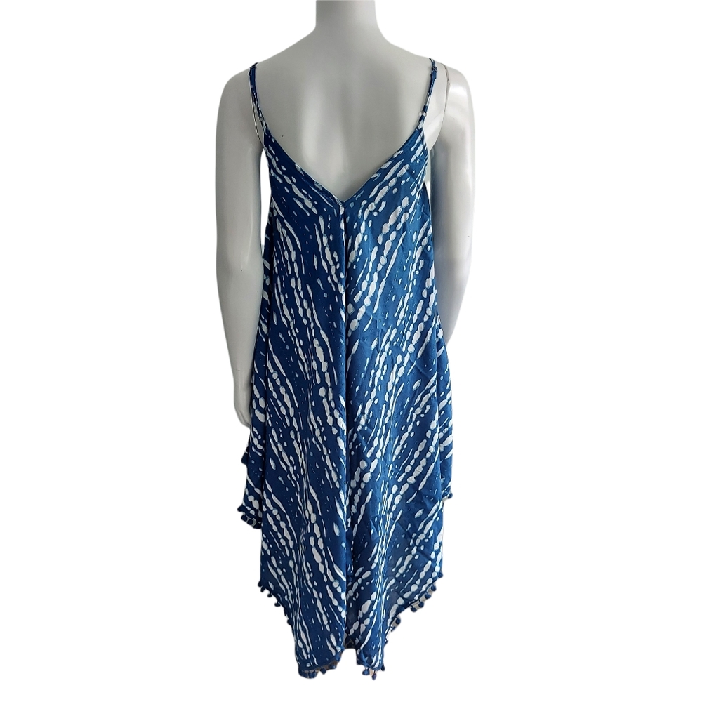 Goa Beachwear by Japna Cover Up Sun Dress - Blue & White Tie Dye - Size Small - Picture 2 of 6